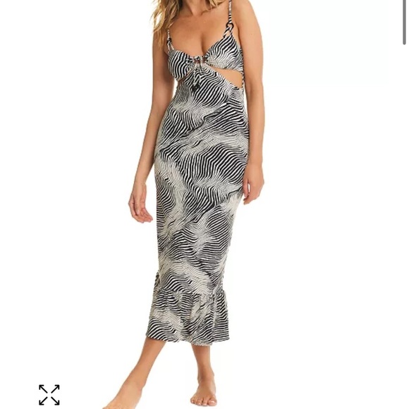 NWT Red Carter Black and White Palm Print Swim Coverup sz 6 - Picture 1 of 8